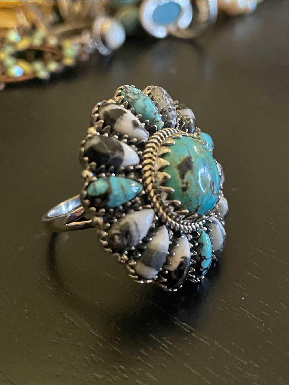 Vintage 925 Silver Turquoise White Buffalo Ring